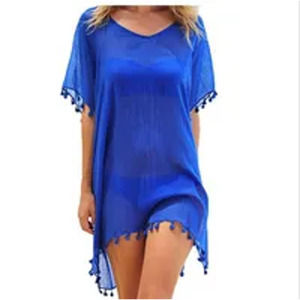 Royal Blue Tasseled Beach Cover Up